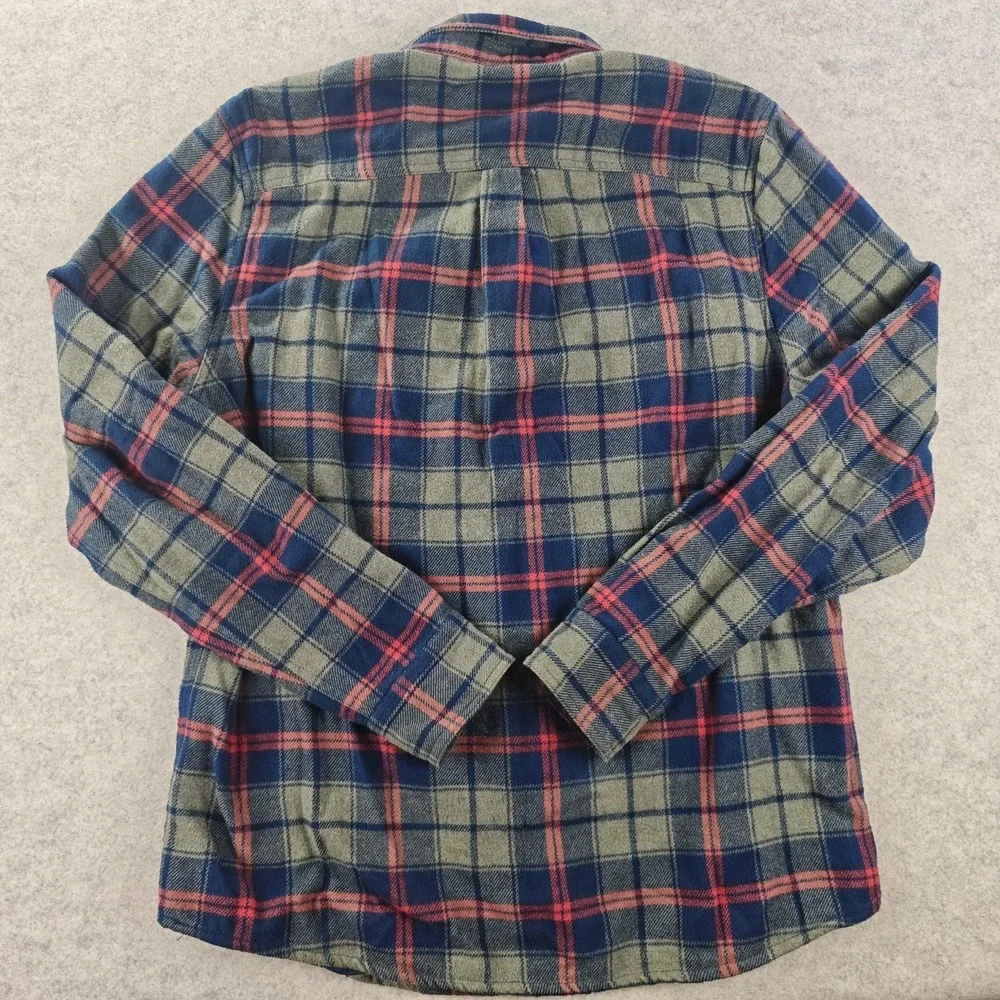 Marine Layer‎ Shirt Mens Large Flannel Blue Red Plaid Long Sleeve Button Up